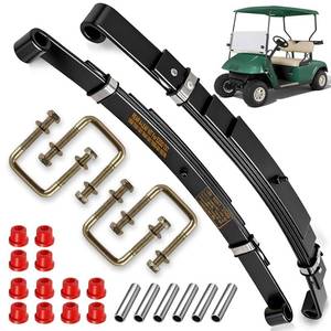 lot 231523 image: Upgraded Heavy Duty Rear 4-Leaf Springs Kit for EZGO TXTMedalist Electric 1994-2013 and Gas 1996-2008 Golf Cart Suspension with Bushings Sleeves & U-Bolts Replace OEM 74207-G01 Load Capacity