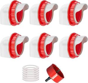 lot 231536 image: ZenxyHoC Chicken Feeders No Waste, DIY Automatic Poultry Feeder 6 Ports 1 Hole Saw with Covers Gravity Feed Kit for Buckets Barrels Bins Troughs