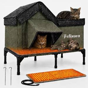 lot 231544 image: Heated Cat House for Outside, Weatherproof Insulated Winter Shelter with Elevated Base & Clear Window Magnetic Escape Door for Safety, Covered, Large Outdoor Cat Shelter for Stray, Barn Cats
