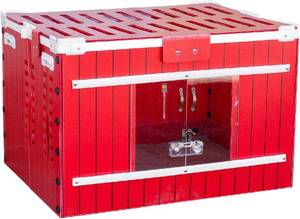lot 331199 image: Retails for $158 RentACoop Little Red Barn Chick Brooder Set  Durable, Lightweight, Easy-Clean, Multipurpose  with Heating Plate, Feeder, Waterer, Absorbent Hatchling Liners, Jute Liners, LED Light, Security Latch