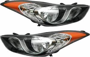 lot 331222 image: Retails for $125 2011 2012 2013 Elantra Headlights,Headlight Assembly Compatible with Hyundai Elantra 2011-2013 Halogen Headlamp Repalcement Driver Passenger Side Chrome Housing Amber Reflector Clear Lens