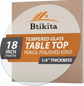 lot 331224 image: 18 Tempered Glass Table Top Round Transparent Table Surface 14 Thick Pencil Polished Edge Multipurpose for Dining, Coffee, Restaurant and End Table (18.11 inch)