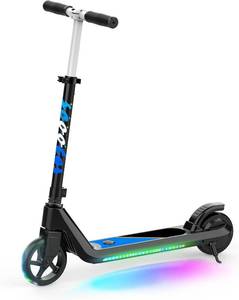 lot 331226 image: Electric Scooter for Kids Age 6-10, Kick-Start Boost Scooter with Adjustable Speed and Height, Flash Wheel & Deck Lights