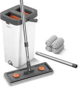 lot 331240 image: JUDRDO Mop and Bucket with Wringer Set for Home,61 Flat Mop and Bucket System for Floor Cleaning,Wet Dry Mop Window Wall Cleaner with Long Handle,Floor Mop with 4 Washable Microfiber Pads
