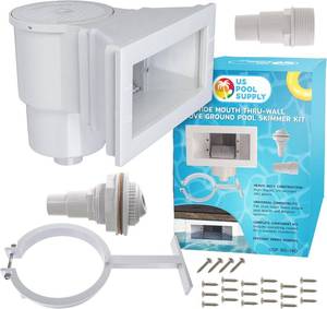 lot 431366 image: U.S. Pool Supply Wide Mouth Thru-Wall Above Ground Pool Skimmer Kit - ABS Construction, Complete Universal Set, Return Fitting, Vacuum Plate, Leaf Basket - Replacement Compatible with SP1091WM Skimmer