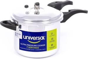 lot 431371 image: Universal (6.3 Quart  6 Liter) Anti-Rust Ultra Pressure Cooker, Aluminum Pressure Cooker for 7 Servings, Even Heat Distribution, Diameter 9.4 inches, Height 9.6 inches
