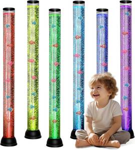 lot 431391 image: 4FT Sensory LED Water Bubble Tube Lamp with 12 Fish and Color Changing Light Effects, Sensory Bubble Tube Lamp for Autistic ADHD Children Alleviating Stress and Anxiety in Adults