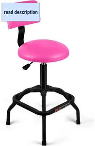 lot 131387 image: Shop Stool with Backrest, Mechanic Garage Stool for Workshop, Adjustable Shop Stools Chair, Padded Workbench Stools for Men Women, 300 LBS Capacity, 360  Swivel PVC Seat, Heavy Duty, Pink