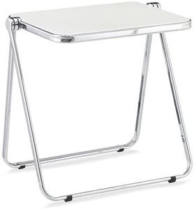 lot 142200 image: Folding TV Tray Table, Acrylic Foldable Side Desk - No Assembly, Space Saving Tiny Portable Laptop Desk for Small Spaces, Couch, Bedroom, Dorm (White)