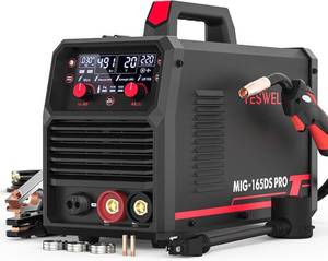 lot 142213 image: Retails for $180 YESWELDER 165A MIG Welder, 110V220V Dual Voltage, 4 in 1 Gas MIGFlux Core MIGLift TIGStick Multiprocess Large LED Digital Display MIG Welding Machine