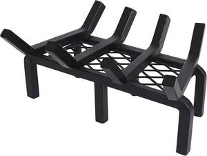 lot 242100 image: 14 Inch Fireplace Grate with Ember Retainer,Cast Iron Fireplace Log Grate,Fireplace Log Holder,Heavy Duty Solid Steel Fireplace Wood Holder,Wood Stove Wrought Rack for Indoor Outdoor