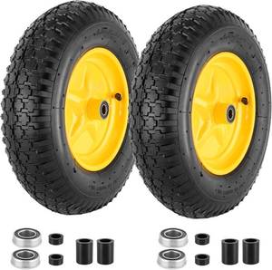 lot 242130 image: 4.804.00-8 Tire and Wheel, 16 Pneumatic Wheelbarrow Tires with 58&34 Bearings, 4.804.00 x 8 Tire for WheelbarrowsHand TruckGarden TrailerTrolleyWagonsGarden CartsDolly(2 Pack)