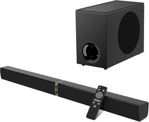 lot 342114 image: MZEIBO Sound Bar with Subwoofer,120W Soundbar for Smart TV Surround Sound Home Theater System Bluetooth 5.3 Audio Compatible with ARC, AUX, Optical