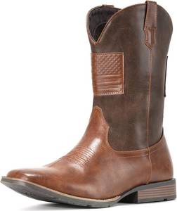 lot 342125 image: IUV Cowboy Boots For Men Wide Western Boot Traditional American Flag Retro Square Toe Country Work Boots
