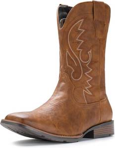 lot 342155 image: IUV Cowboy Boots For Men Suede Square Toe Western Boots Pull On Classic Embroidered Boot