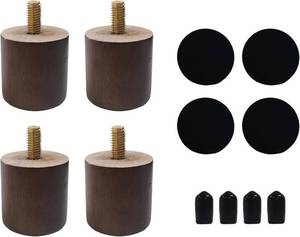 lot 442053 image: 4PCS Brown Wooden Furniture Legs 40x35mm  Sofa Cabinet Feet with M8 Screws  Furniture Risers & Floor Protectors  for Table Bed DIY