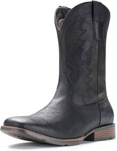 lot 442055 image: IUV Cowboy Boots For Men Suede Square Toe Western Boots Pull On Classic Embroidered Boot