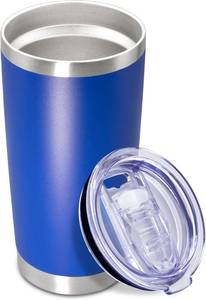 lot 442057 image: 20 oz Tumbler Coffee Travel Tumblers Bulk with Lid Stainless Steel Double Wall Vacuum Insulated Mug Powder Coated Cups fit Car Cupholder for Hot and Cold - Dark Blue, 1Pack