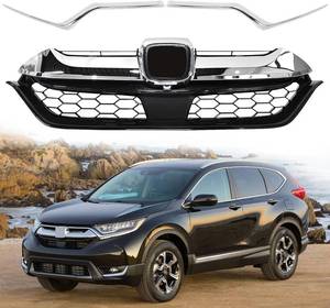 lot 442064 image: Bewild Front Bumper Upper Grille Fit For 2017 2018 2019 Honda CRV CR-V EXEX-LLXTouring Honeycomb Chrome Mesh Grill Assembly Replacement for HO1210147C,HO1216114 (GrilleHeadlight Molding)