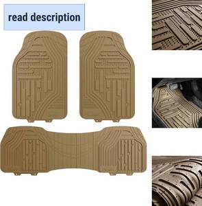 lot 442059 image: TLH Classic Rubber Trimmable Floor Mats Universal Fit, Tan Color
