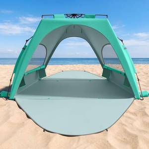 lot 152108 image: Raynesys Beach Tent Sun Shelter for 3-4 Person, Pop Up Beach Canopy, UPF 30 UV Protection, Breathable Mesh Window, Portable Sun Shade Tent with Carrying Bag for Sands & Outdoor, Mint Green, Size L