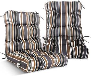 lot 152141 image: EAGLE PEAK Tufted OutdoorIndoor SeatBack Chair Cushions, 2 Pack, 42 x 21, Brown Stripe