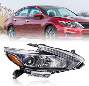 lot 251587 image: Halogen Headlights Compatible with 2016 2017 2018 Nissan Altima Headlamp wo LED DRL Black Housing Headlight Right Passenger Side