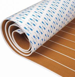 lot 251616 image: OCEANBROAD EVA Foam Boat Flooring with 3M Adhesive Backing Marine Self-Adhesive Decking 96x45.63628.816.8, 48x16.8 Faux Teak Sheet for Jon Boats Swim Platform Helm Pad RV Floor