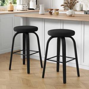 lot 251619 image: Bar Stools Set of 2, Counter Height Backless Bar Stools, 30 Swivel Barstools Kitchen Chair with Upholstered Fabric Seat, All Black
