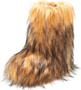 lot 251626 image: IXU Womens Faux Fur Boot Furry Fluffy Round Toe Suede Snow Winter Women Boots Comfy Plush Warm Short Outdoor Indoor Flat Shoes Mid-Calf Boots
