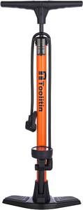 lot 351742 image: TOOLITIN Floor Bike Pump with Gauge,160 Psi High Pressure,Bicycle Pump Compatible with Presta and Schrader Valve,Bike Tire Pump for Road Bike,MTB,Hybrid,Balls