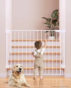 lot 351760 image: Cumbor 34 Extra Tall No Bottom Bar Baby Gate for Stairs, Hardware Mounted Dog Gate Indoor for Larger Pets, Expandable 29.2-43 Safety Gate for Doorways, Wide Walk Thru Door for Easy Access (White)