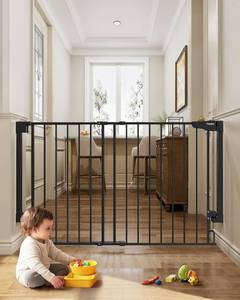 lot 351765 image: Cumbor Expandable 31.6-48 Baby Gate for Stairs, Hardware Mounted, 2-in-1 No Bottom Bar Dog Gate Indoor, Pet Gate for Doorways with Large Walk Thru Door, Child-Proof Safety Gate for Kids (Black)