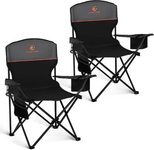lot 351773 image: ALPHA CAMP Camping Chair 2 Pack Portable Chair with 3-Can Cooler Folding Chair with Side Pocket and Cup Holder, Collapsible for Camping, Tailgates, Beach, Fishing and Sports,2PC