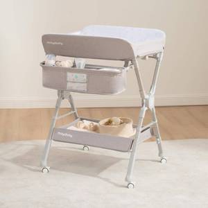 lot 351789 image: Maydolly Changing Table Portable Diaper Changing Station, Foldable Baby Changing Table,Compact Nursery Diaper Changing Table for Baby Adjustable Height Mobile on Wheels (Grey)