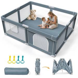 lot 351791 image: Retails for $102 Foldable Baby Playpen - 71 59 Collapsible Play Pen for Babies and Toddlers - Indoor Outdoor Foldable Play Yard with 4 Handles - Folding Baby Playpen with Bag Portable Travel Play Yard