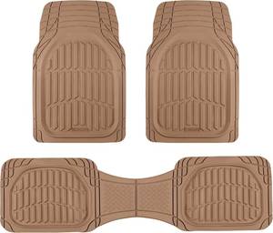 lot 452120 image: Motor Trend FlexTough LITE Rubber Car Mats Full Set - All Weather Floor Mats for Trucks, Cars & SUVs - Automotive Waterproof Beige Car Floor Mats for Cars Interior Accessories Universal Trim-to-Fit