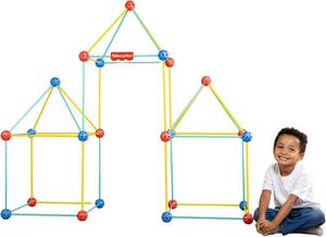 lot 331210 image: Fisher-Price  Create Your Way Fort Builder   70 Piece Fort Building Kit for Kids, Build Your Own Indoor Fort, Construction Set with Rods and Connectors, DIY Play Space for Toddlers, Ages 2