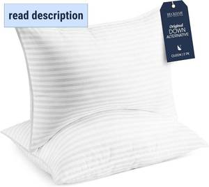 lot 152124 image: Beckham Hotel Collection Bed Pillows StandardQueen Size Set of 2 - Original Soft Down Alternative Pillow for Sleeping - Soft Support for Back, Stomach or Side Sleepers