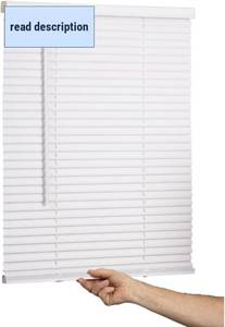 lot 251622 image: LOTUS & WINDOWARE Cordless Mini Blind, 1 Vinyl Slats, 35 Wide x 60 Long - White, Window Blinds for Home and Office, Interior Door Blinds - Light Filtering