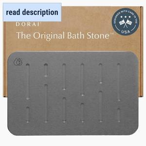 lot 351737 image: Dorai Home Stone Bath Mat - Premium Diatomaceous Earth Bath Floor Mats with Non-Slip Base, Fast-Drying Modern Shower Mat for Bathroom  Rain Slate