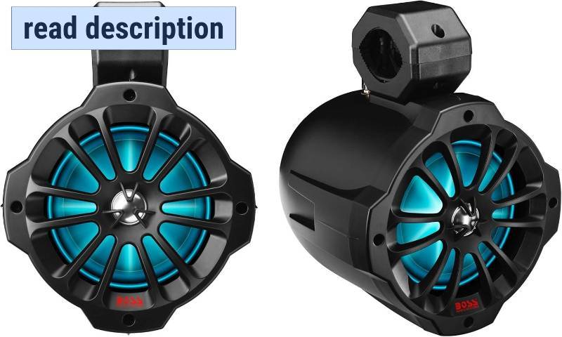 lot 221419 image: Retails for $368 BOSS Audio Systems B62RGB ATV UTV Marine Boat Stereo 6.5 Inch Wake Tower Speakers   IPX5 Weatherproof, Bluetooth, Built-in Amplifier