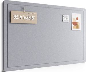 lot 161479 image: Fluxynara Bulletin Board,35.4 x 23.6 Cork Board Alternative with 12 Safe Removable Adhesive Tabs, Foldable Felt Pin Board for Home Office, Classroom, Bedroom,Entryway for Walls Soft Gray