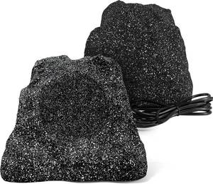lot 161487 image: Retails for $108 Herdio Outdoor Rock Bluetooth Speakers Wired IPX7 Waterproof 400 Watt Resin Material All Weather for Deck Pool Backyard Patio Garden BBQ (1 Pair Black)