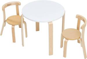 lot 161489 image: Swegrow Kids Table and 2 Chairs Set, Wooden Table and Chairs for Kids & Toddler Kid Wooden Furniture for PlayroomHomeKindergarten