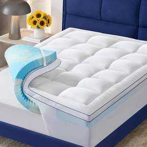 lot 161498 image: King Size Dual Layer 4 Inch Memory Foam Mattress Topper, 2 Inch Cooling Gel Memory Foam and 2 Inch Soft Pillow Top Mattress Pad Cover for Back Pain Relief, with Elastic 21 Deep Pocket