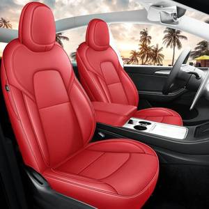 lot 161500 image: Retails for $160 for Tesla Model Y Seat Covers 2020-2024 12pcs Waterproof Nappa Leather Seat Cover Fully Wrapped Customized for Tesla Model Y (TY-Red)