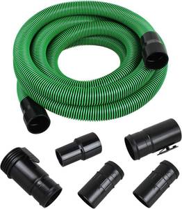 lot 161517 image: WS25022A Long Hose Vacuum Attachment 1-12 Inch x 20 Feet Hose Shop Vac Accessories with 2-12 Inch 5 Fittings for Workshop Wet Dry Vacuum Cleaners Extra Long Hose Attachment GREEN NEW