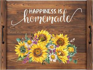 lot 161523 image: Noodle Board Stovetop Cover with Handles, Sunflower Kitchen Decor Wood Block Covers for Electric & Gas Stove, RV Stove Burner and Sink, Farmhouse Decorative Wooden Tray for Kitchen