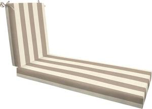 lot 261539 image: Honeycomb Outdoor Chaise Lounge Cushion for Patio Furniture, Water & Fade Resistant, Removable Cover, 21.5 x 70, Heritage Cabana Stripe Tan